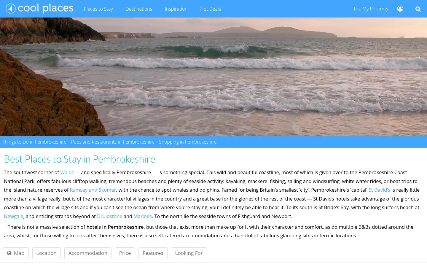Screenshot of coolplaces.co.uk