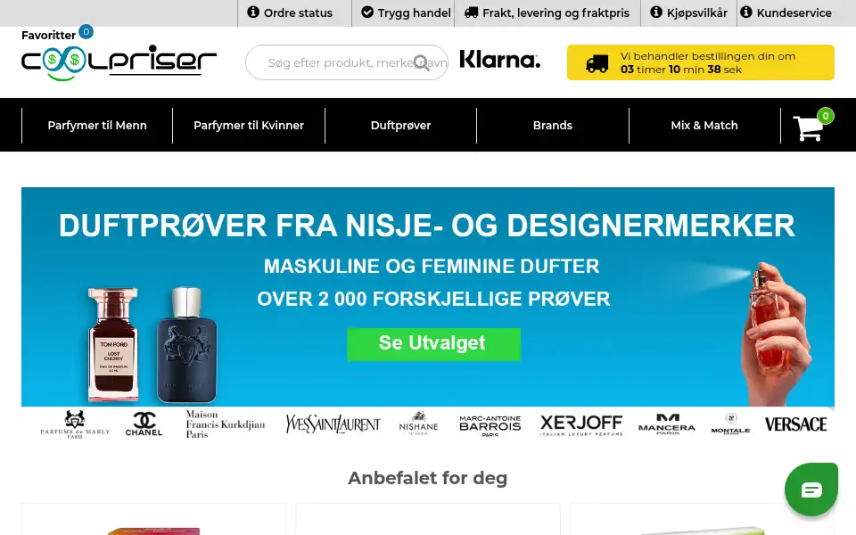 Screenshot of coolpriser.no