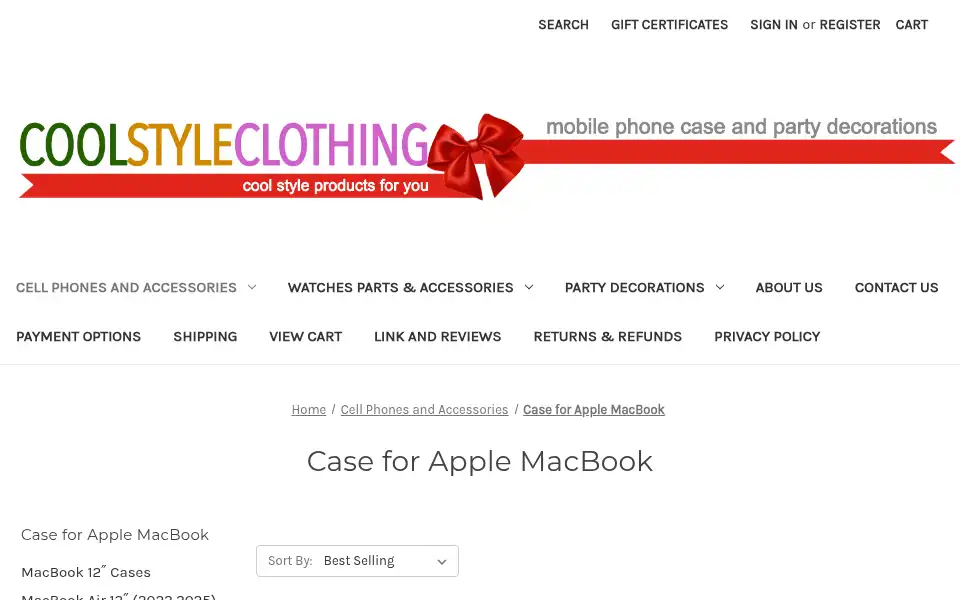 Screenshot of coolstyleclothing.com
