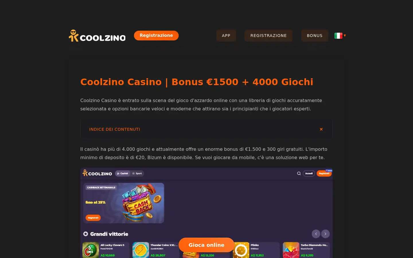 Screenshot of coolzino.it.com