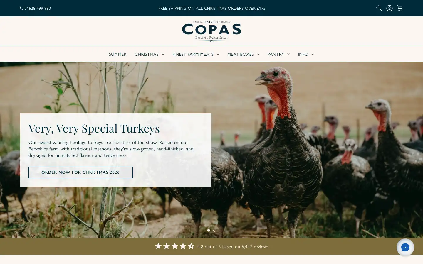 Screenshot of copasturkeys.co.uk