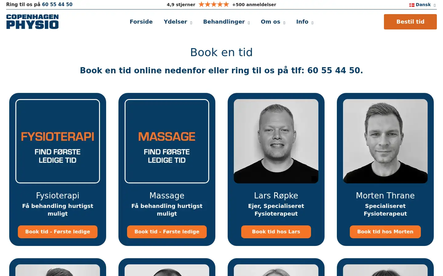 Screenshot of copenhagenphysio.dk