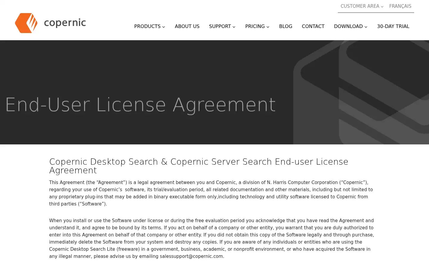 Screenshot of copernic.com