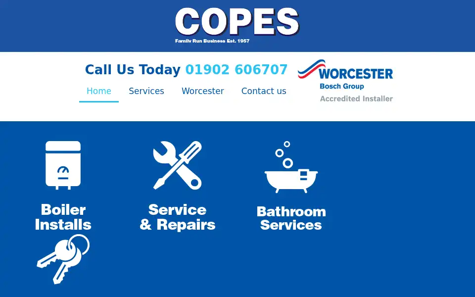 Screenshot of copesheating.co.uk