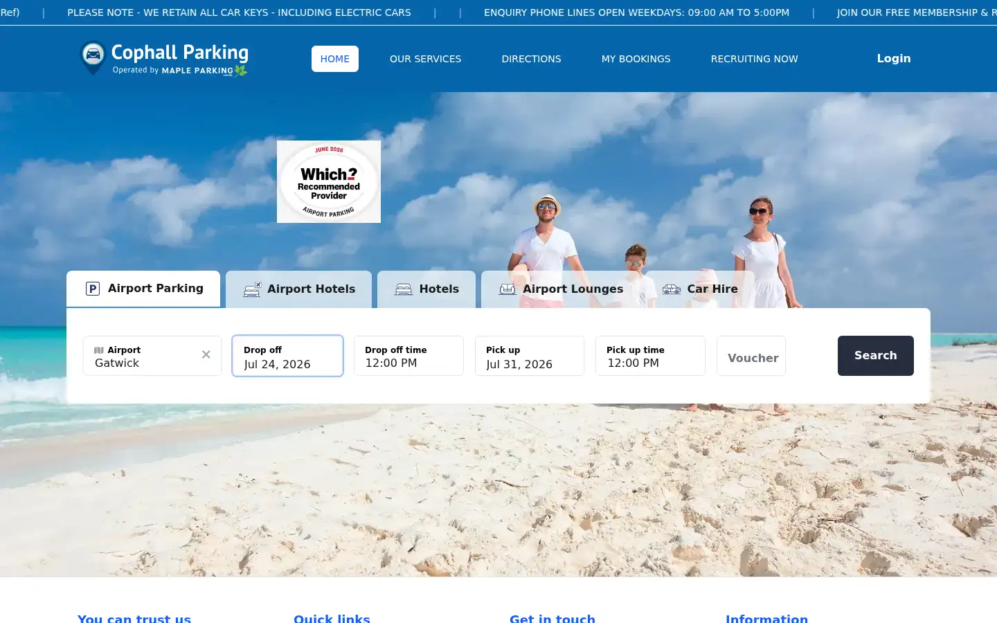 Screenshot of cophallparkinggatwick.co.uk