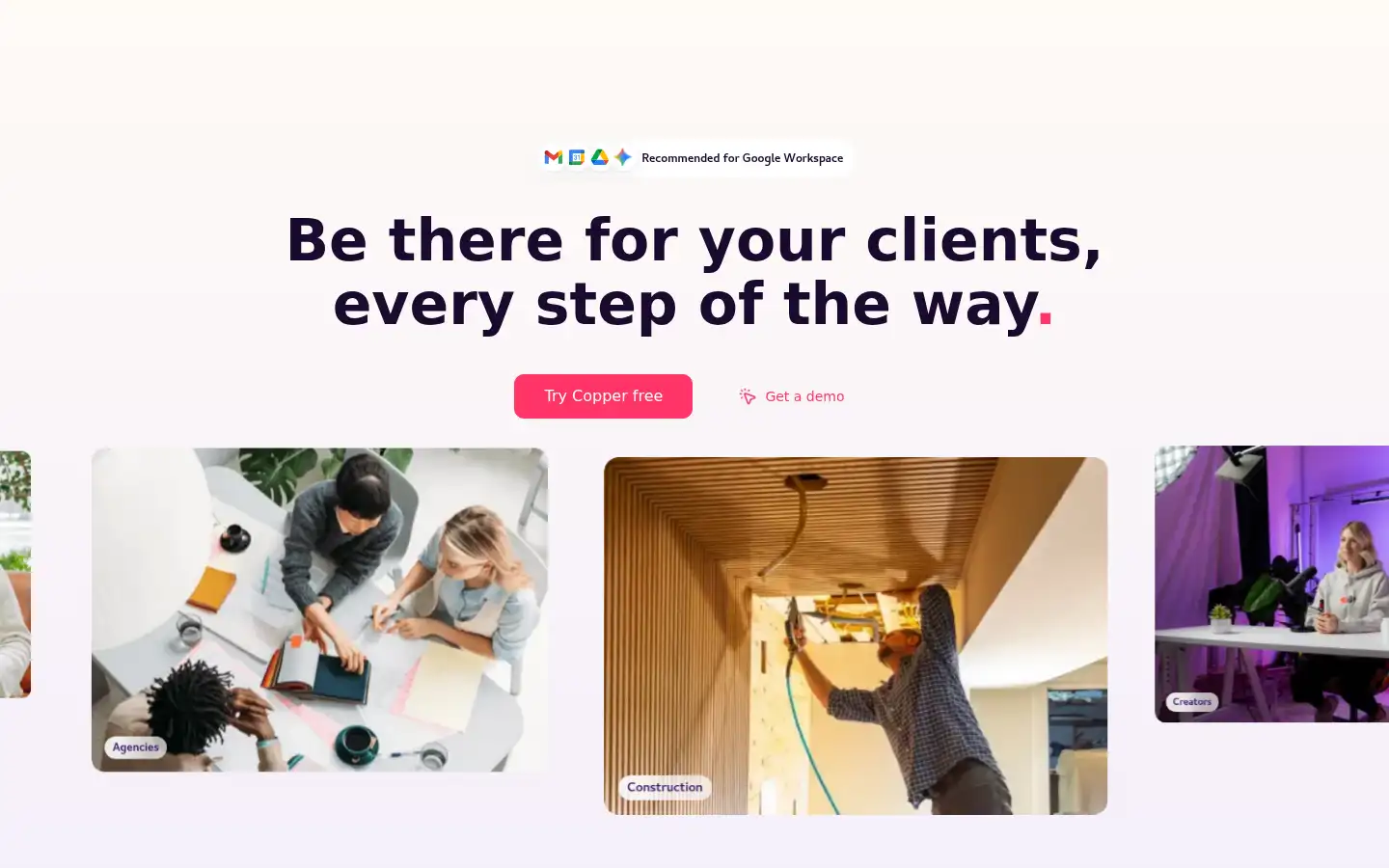 Screenshot of copper.com