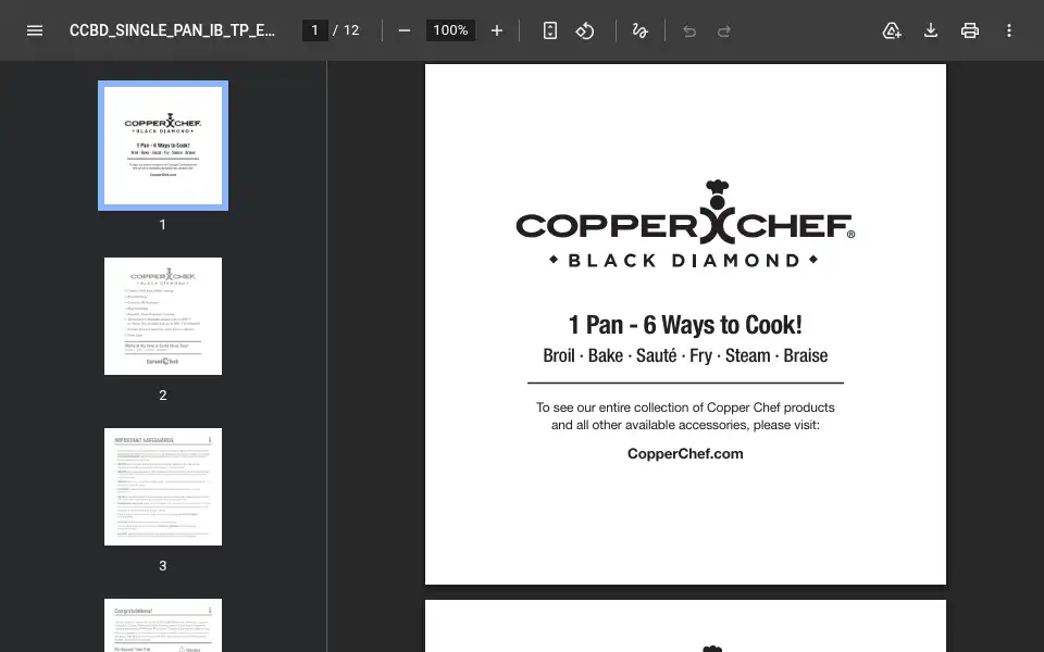 Screenshot of copperchef.com