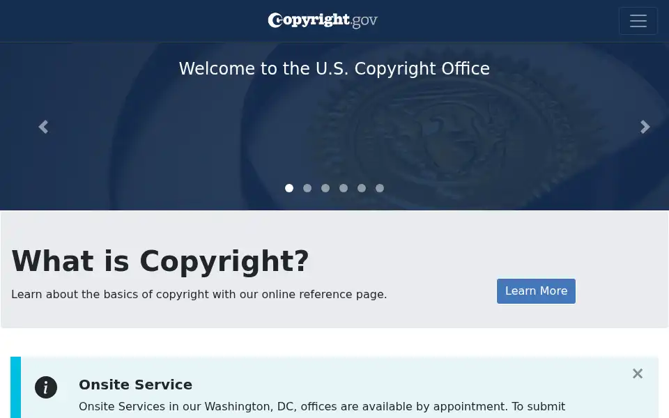 Screenshot of copyright.gov
