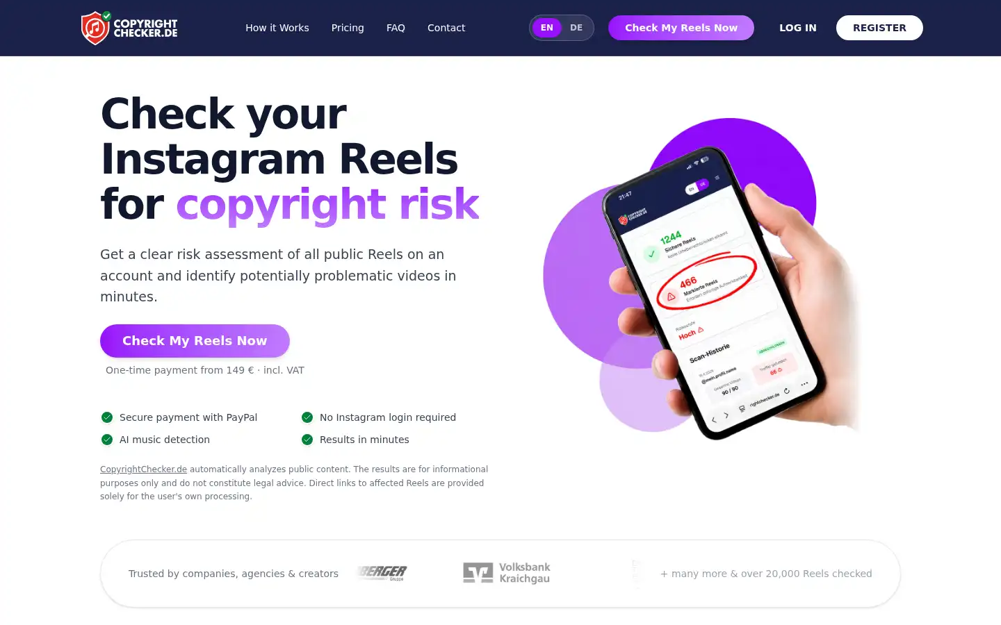 Screenshot of copyrightchecker.de