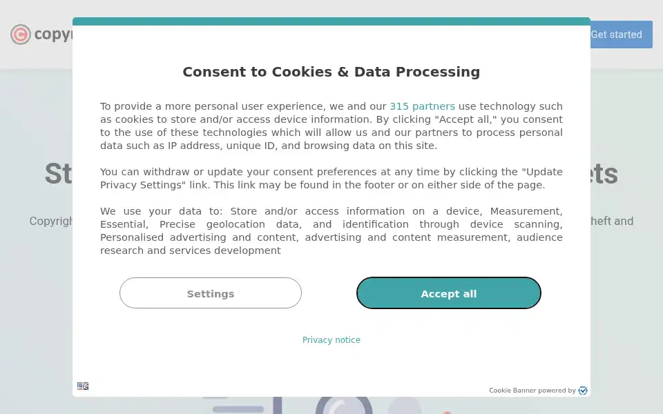 Screenshot of copyrighted.com