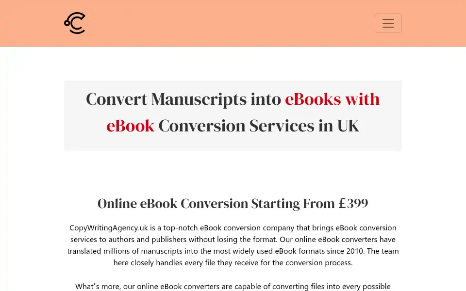 Screenshot of copywritingagency.uk