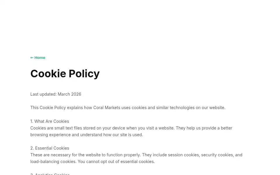 Screenshot of coralmarkets.com
