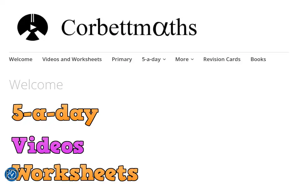 Screenshot of corbettmaths.com