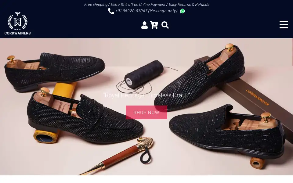 Screenshot of cordwainers.in
