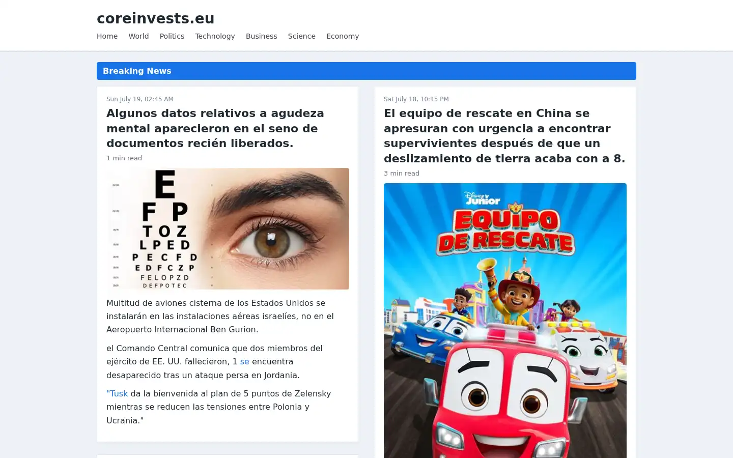 Screenshot of coreinvests.eu
