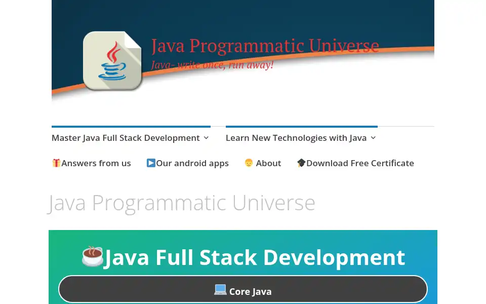 Screenshot of corejava25hours.com
