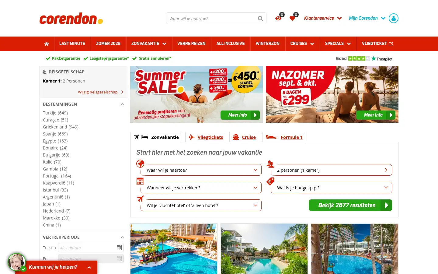 Screenshot of corendon.nl