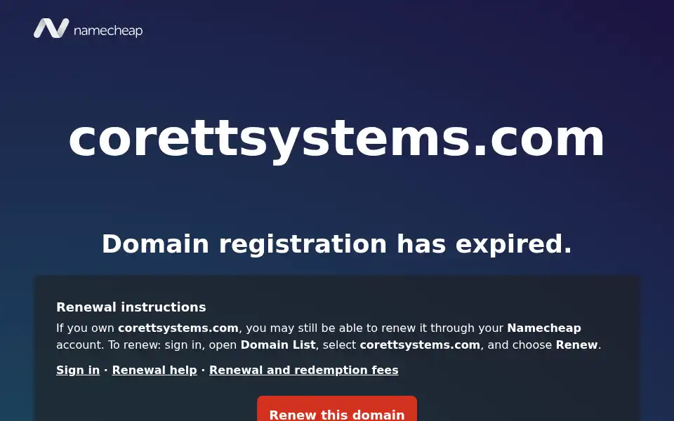 Screenshot of corettsystems.com