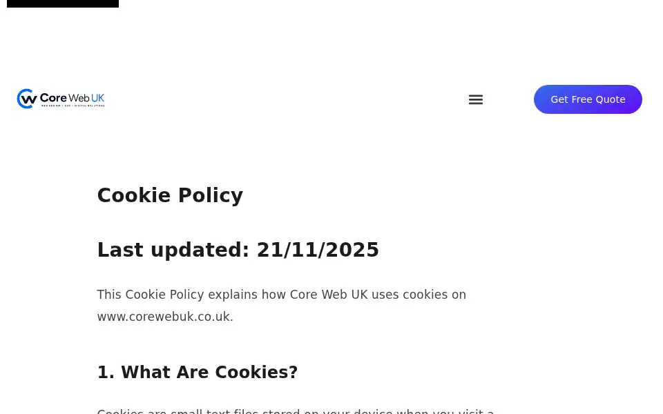 Screenshot of corewebuk.co.uk