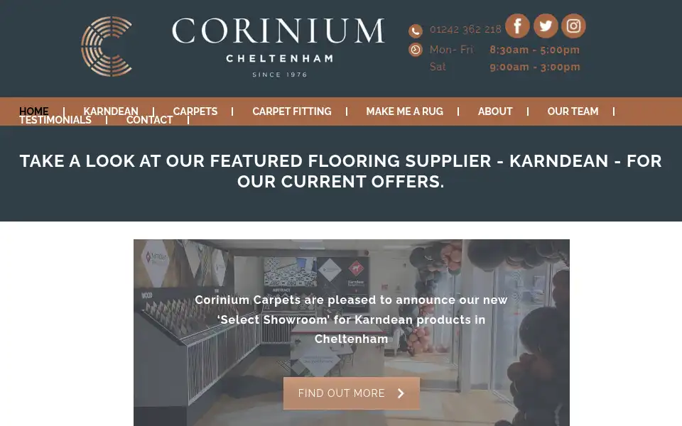 Screenshot of coriniumcarpets.co.uk