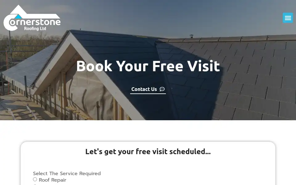 Screenshot of cornerstone-roofing.co.uk