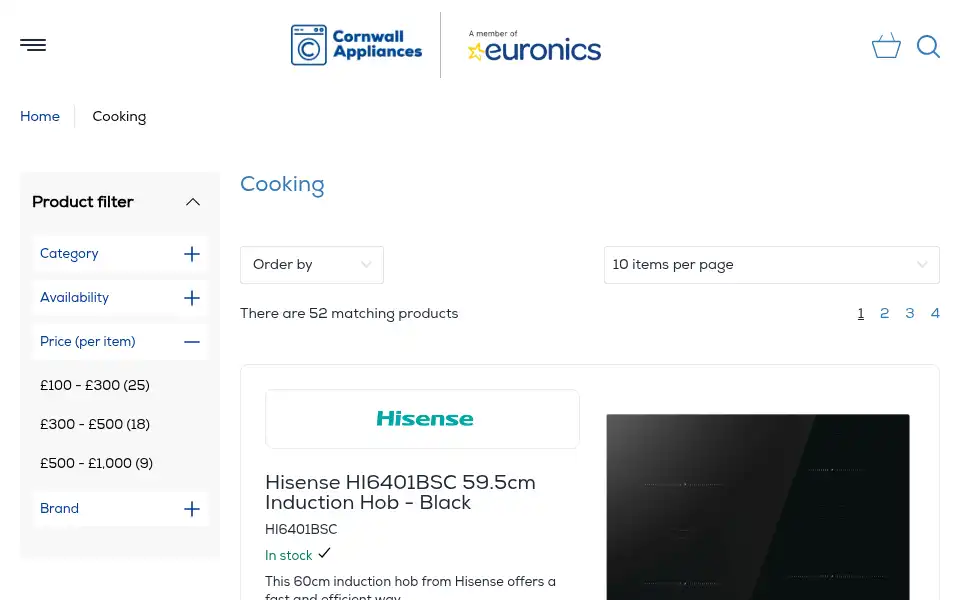 Screenshot of cornwallappliances.com