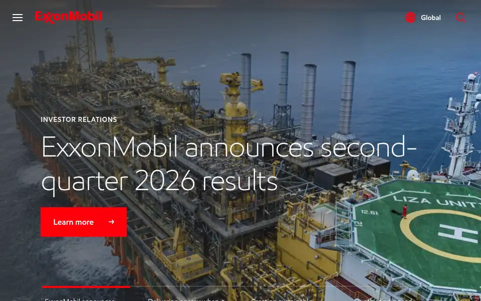 Screenshot of corporate.exxonmobil.com