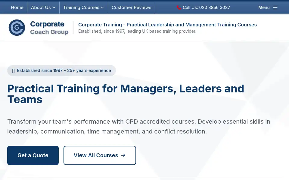 Screenshot of corporatecoachgroup.com