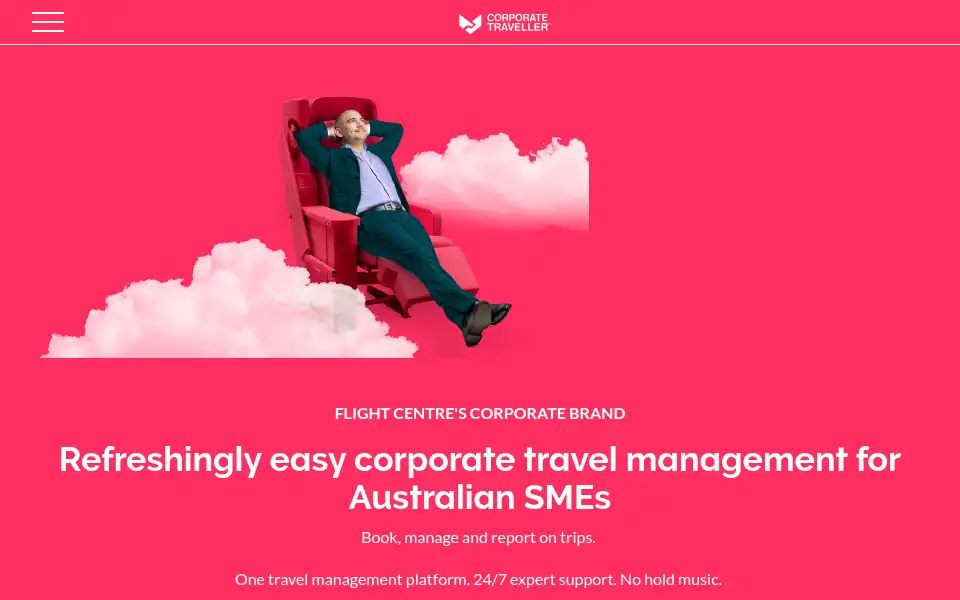 Screenshot of corporatetraveller.com.au