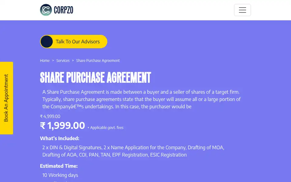 Screenshot of corpzo.com