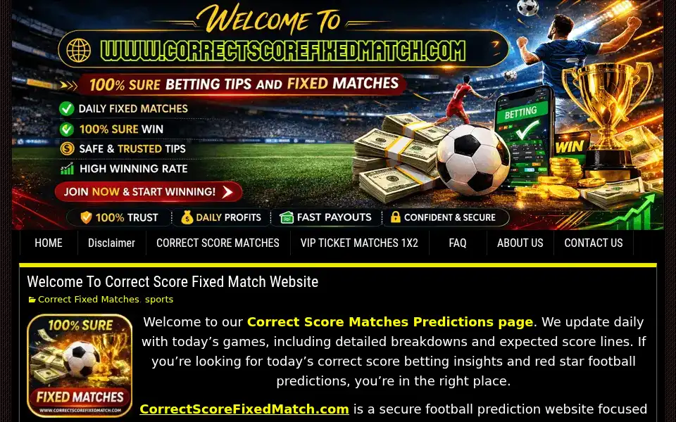 Screenshot of correctscorefixedmatch.com