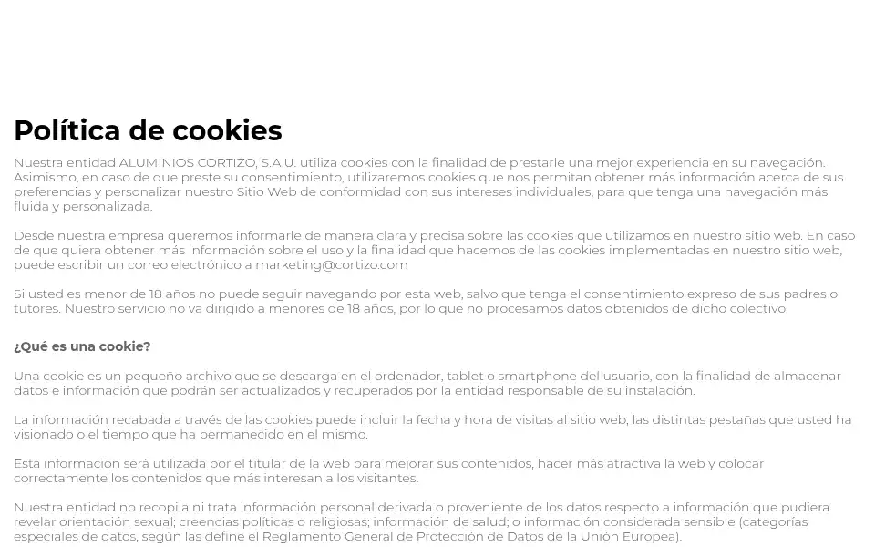 Screenshot of cortizo.com