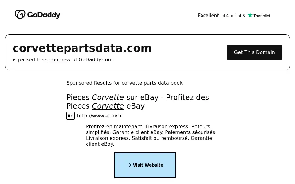 Screenshot of corvettepartsdata.com