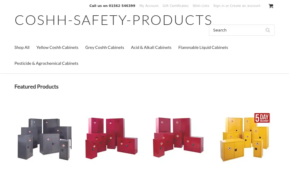 Screenshot of coshh-safety-products.co.uk