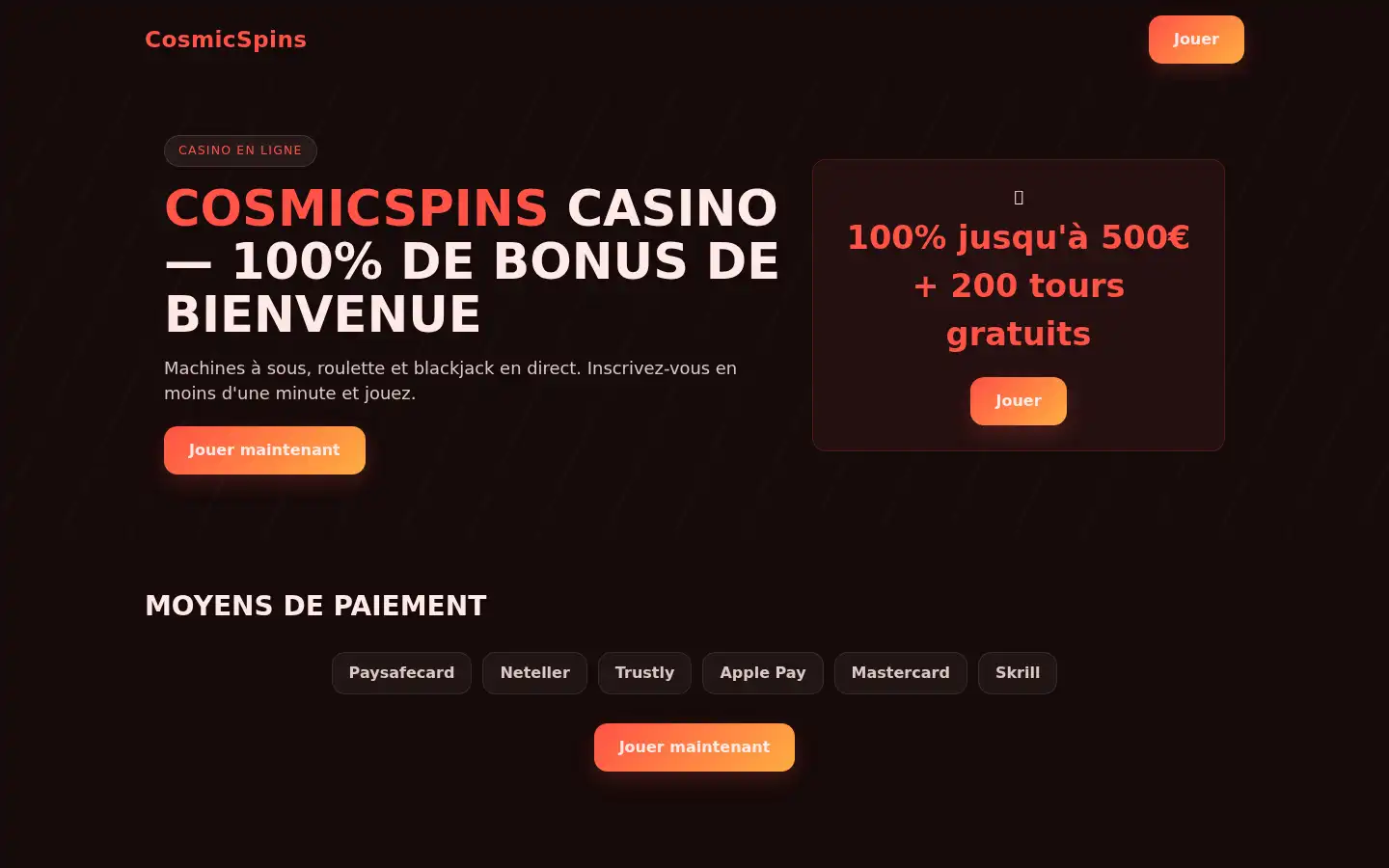 Screenshot of cosmicspins.xyz