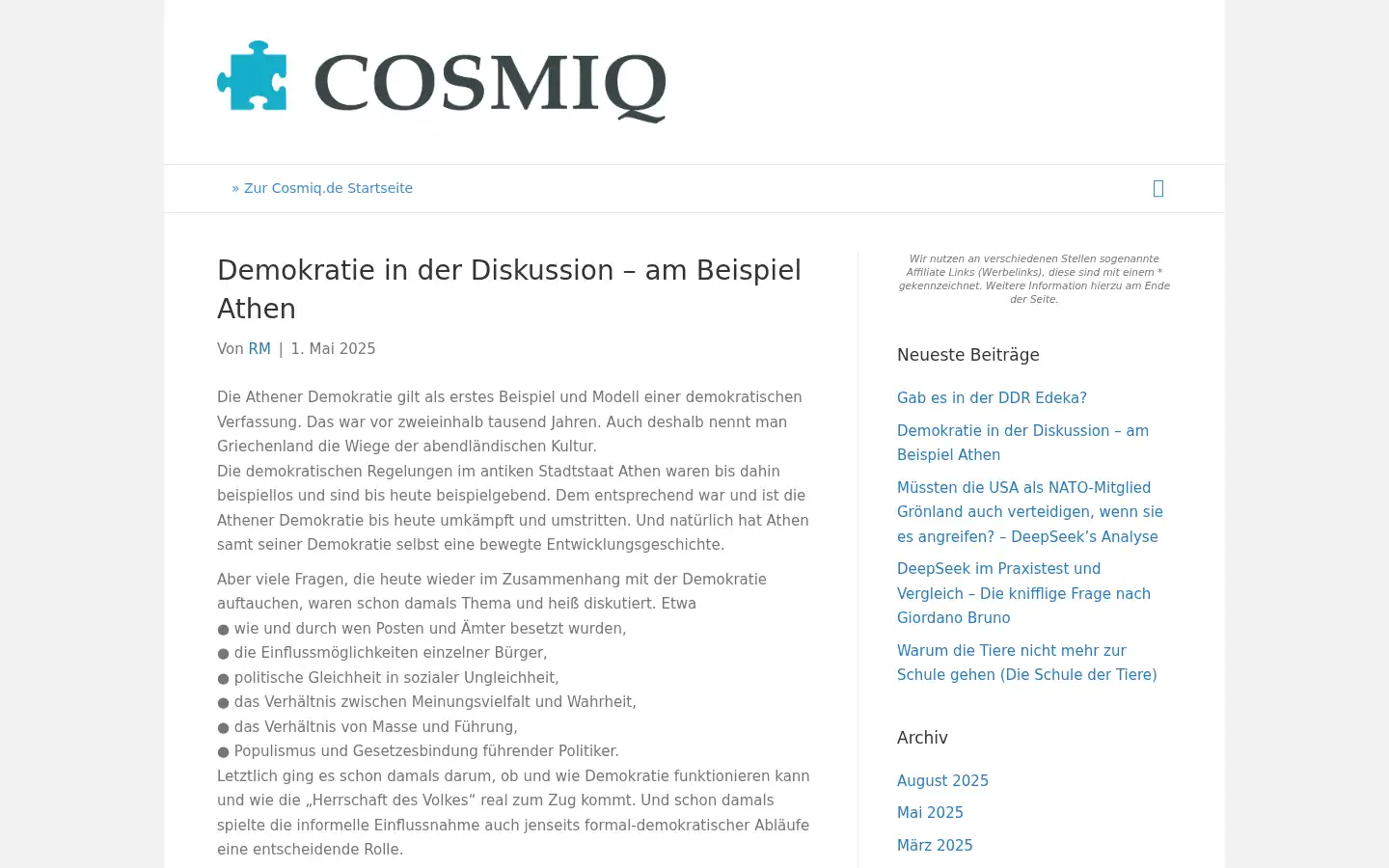 Screenshot of cosmiq.de