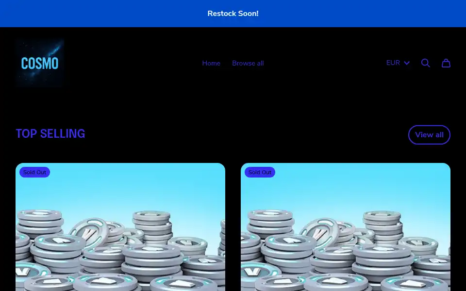 Screenshot of cosmo-fn-shop.fourthwall.com