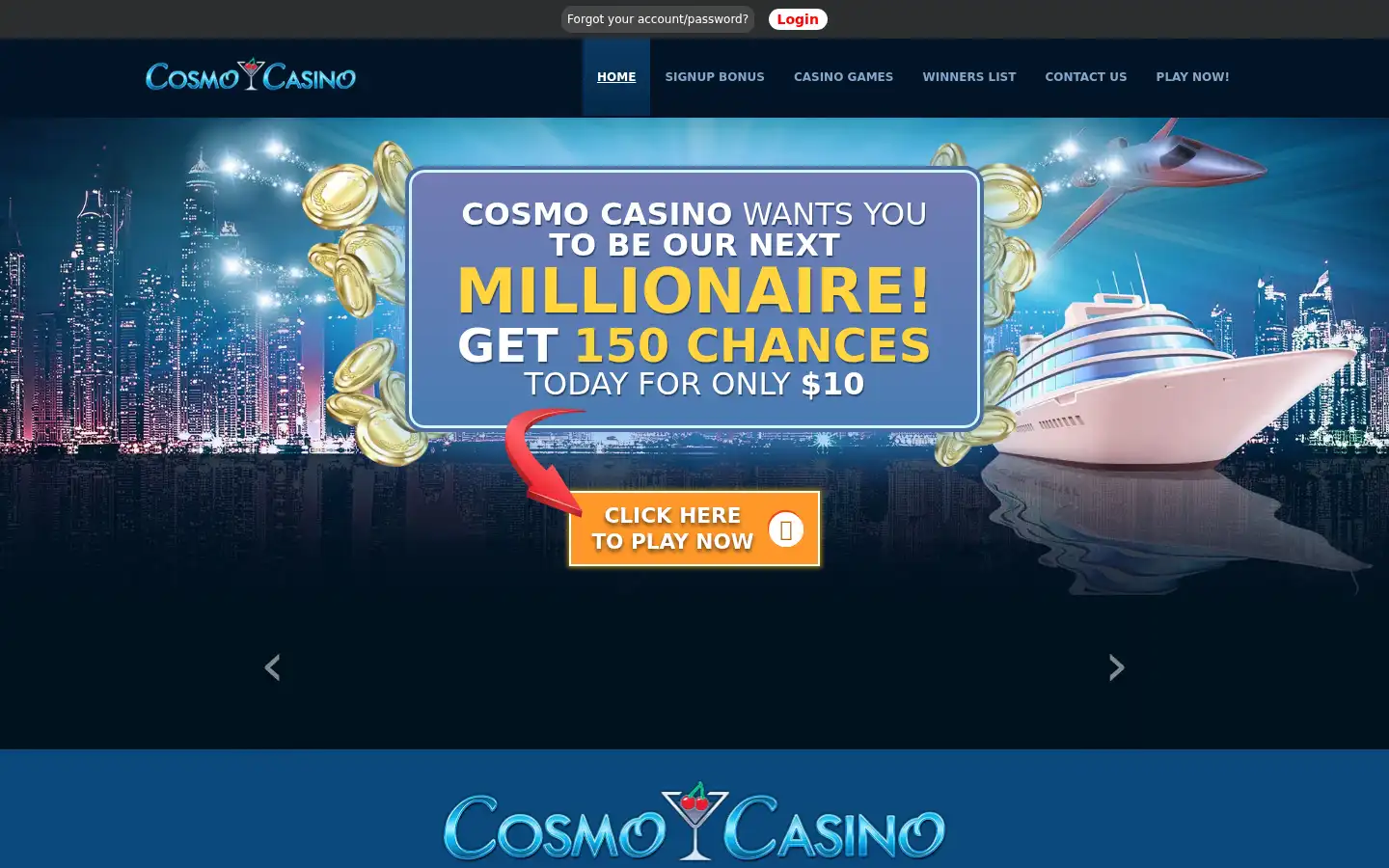 Screenshot of cosmocasino.com