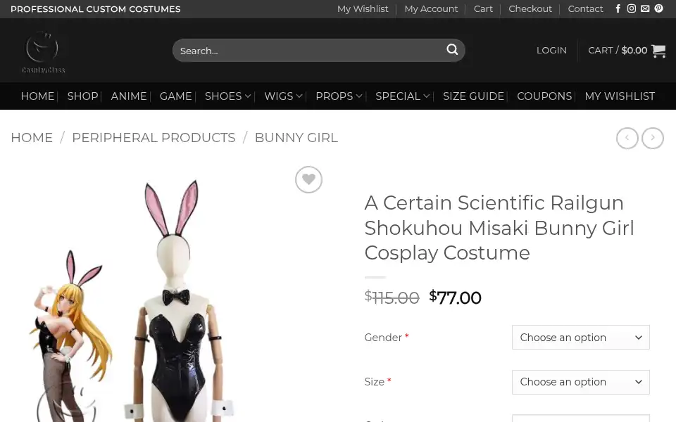 Screenshot of cosplayclass.com