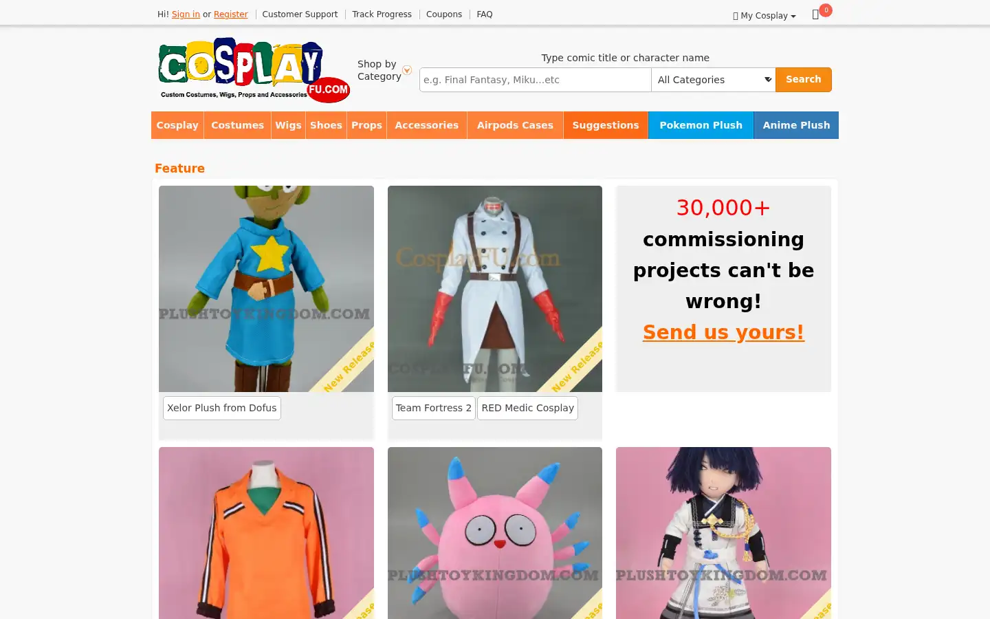 Screenshot of cosplayfu.com