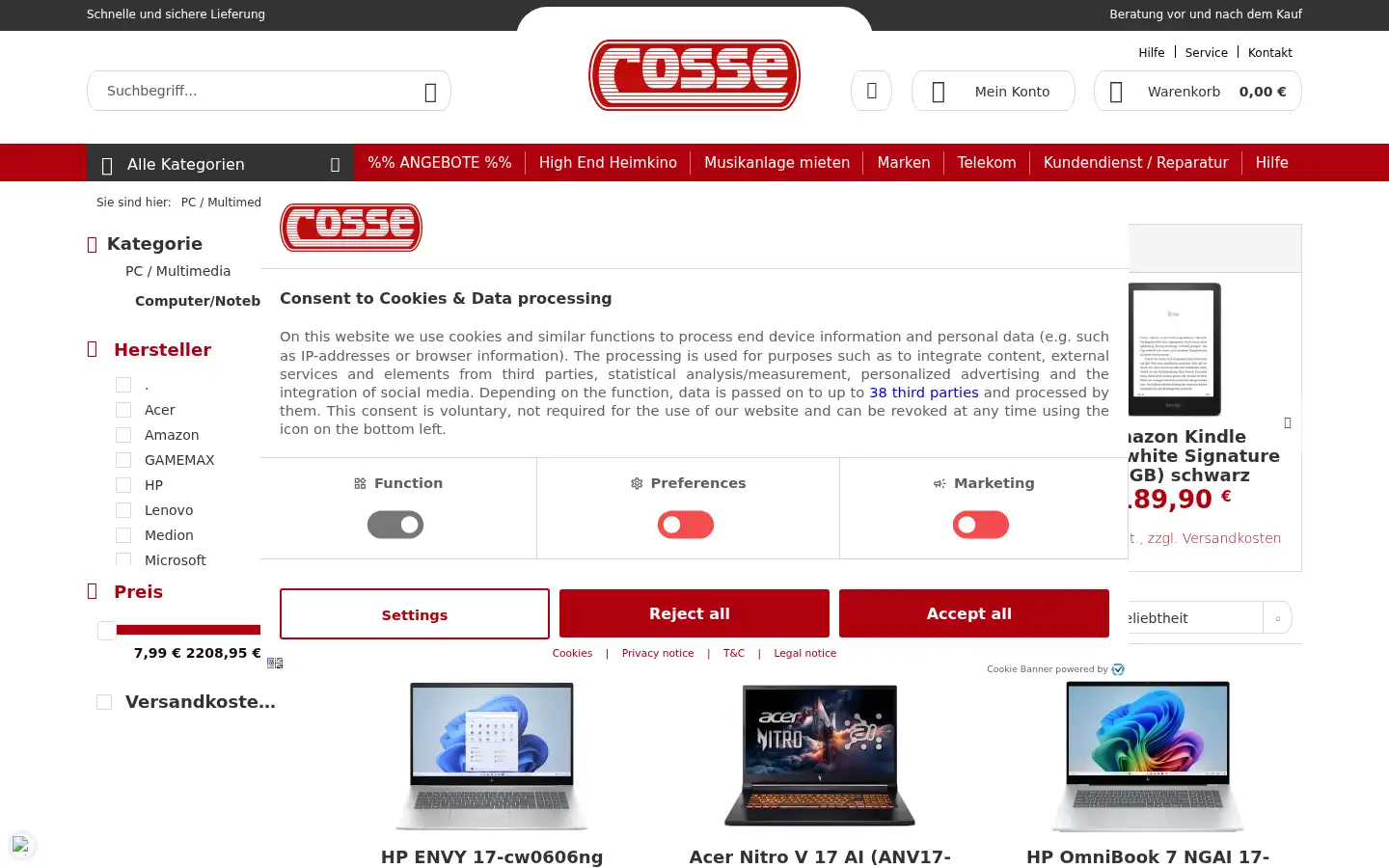 Screenshot of cosse.de