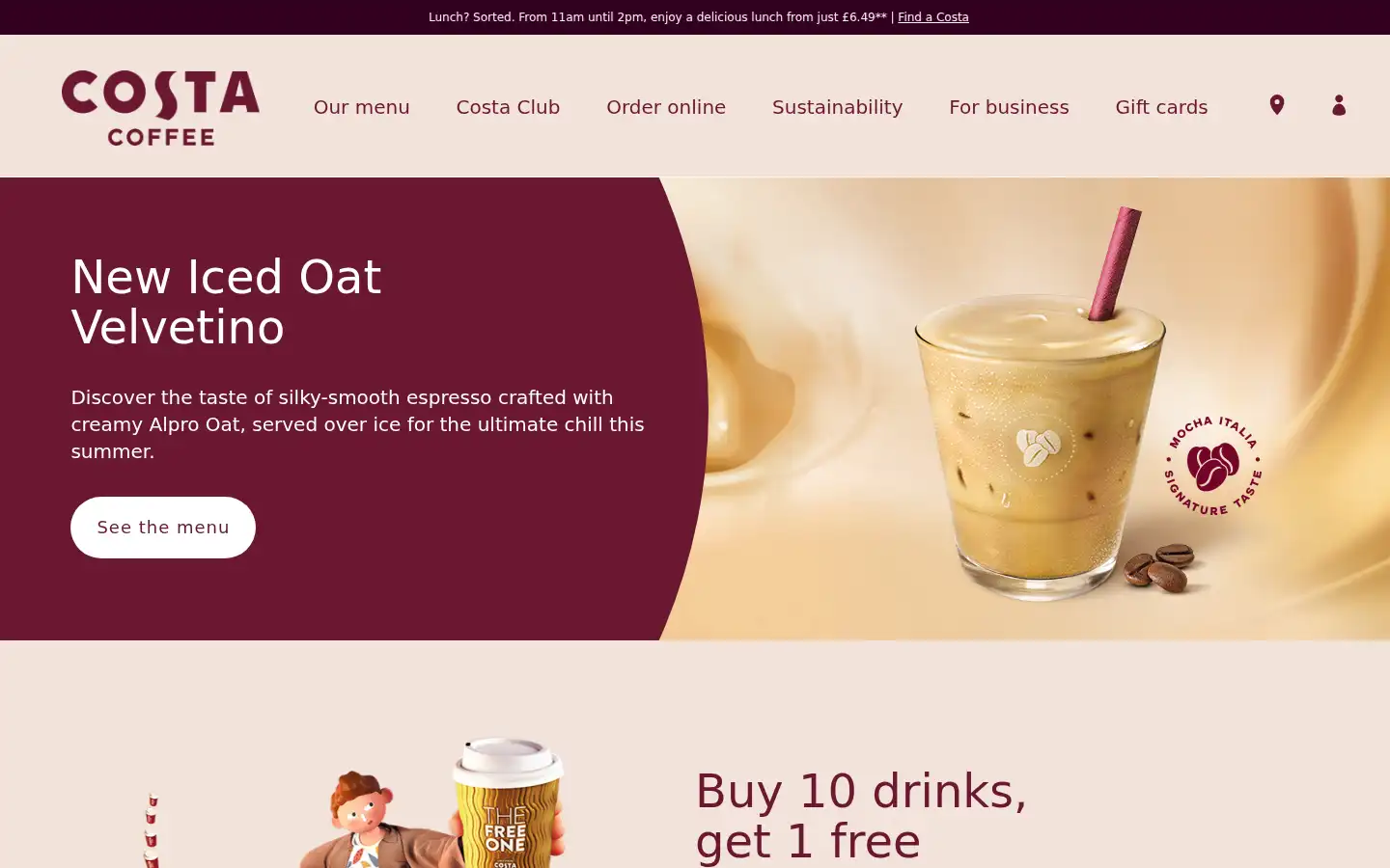 Screenshot of costa.co.uk