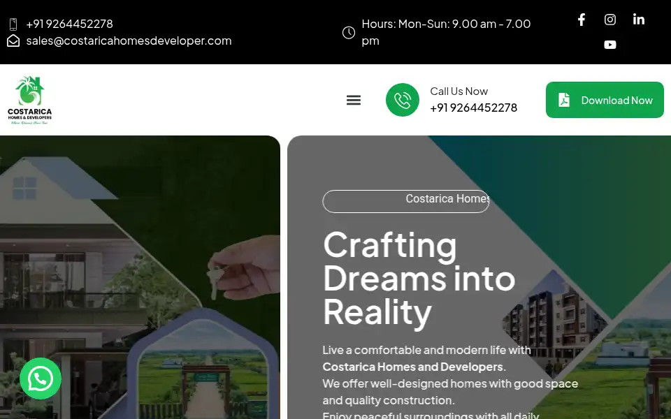 Screenshot of costaricahomesdeveloper.com