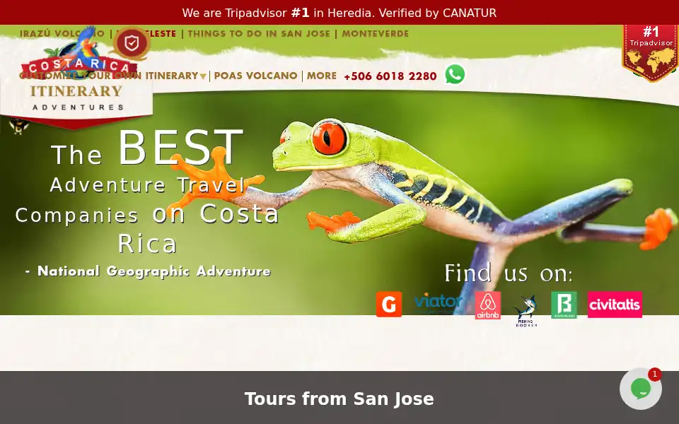 Screenshot of costaricaitinerary.com