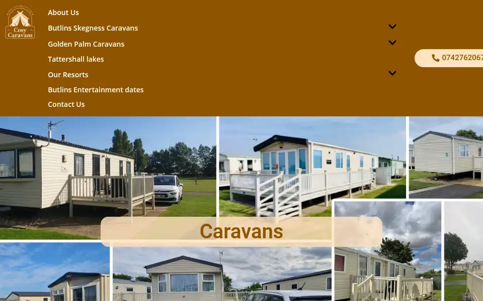 Screenshot of cosycaravans.co.uk