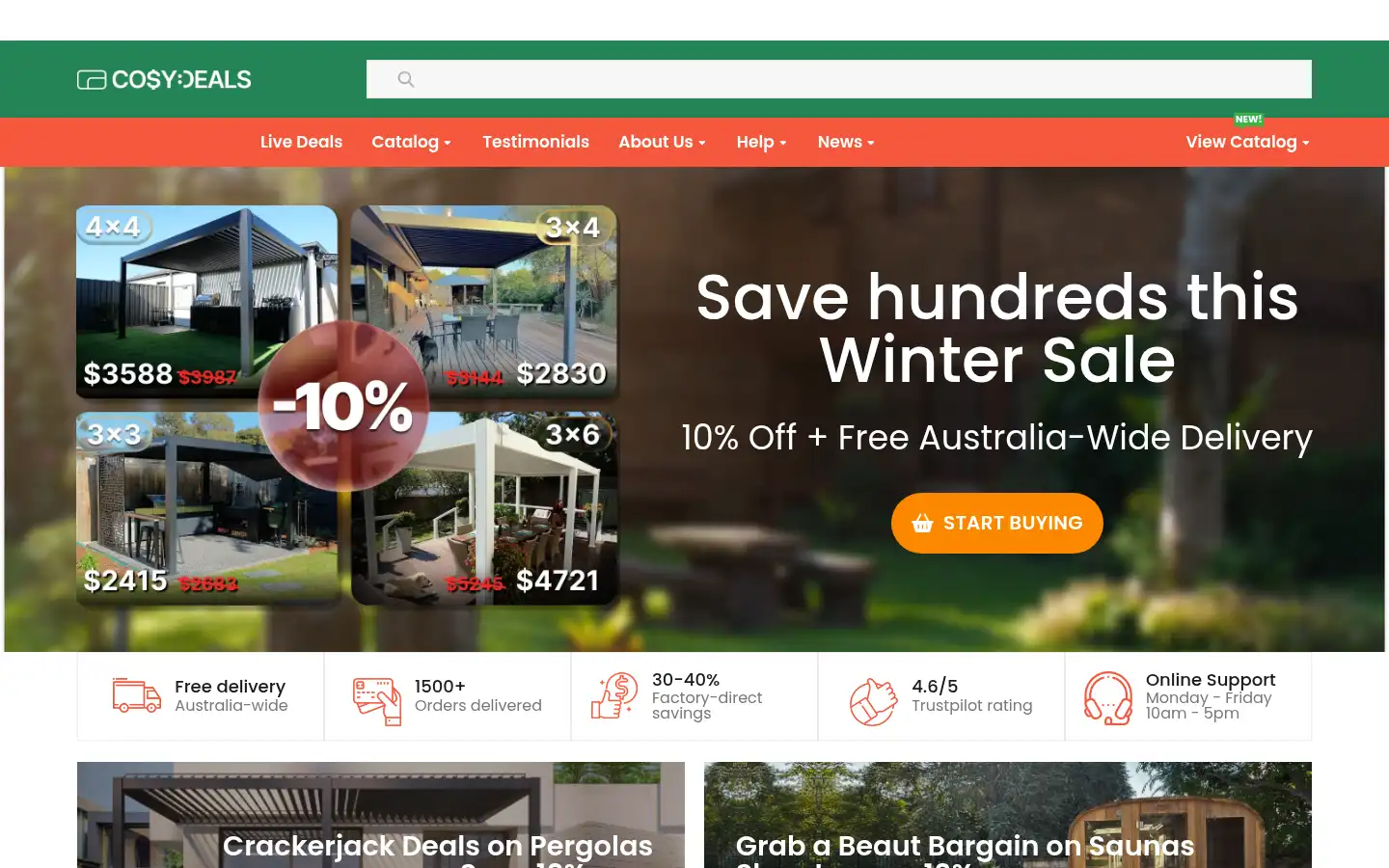 Screenshot of cosydeals.com.au