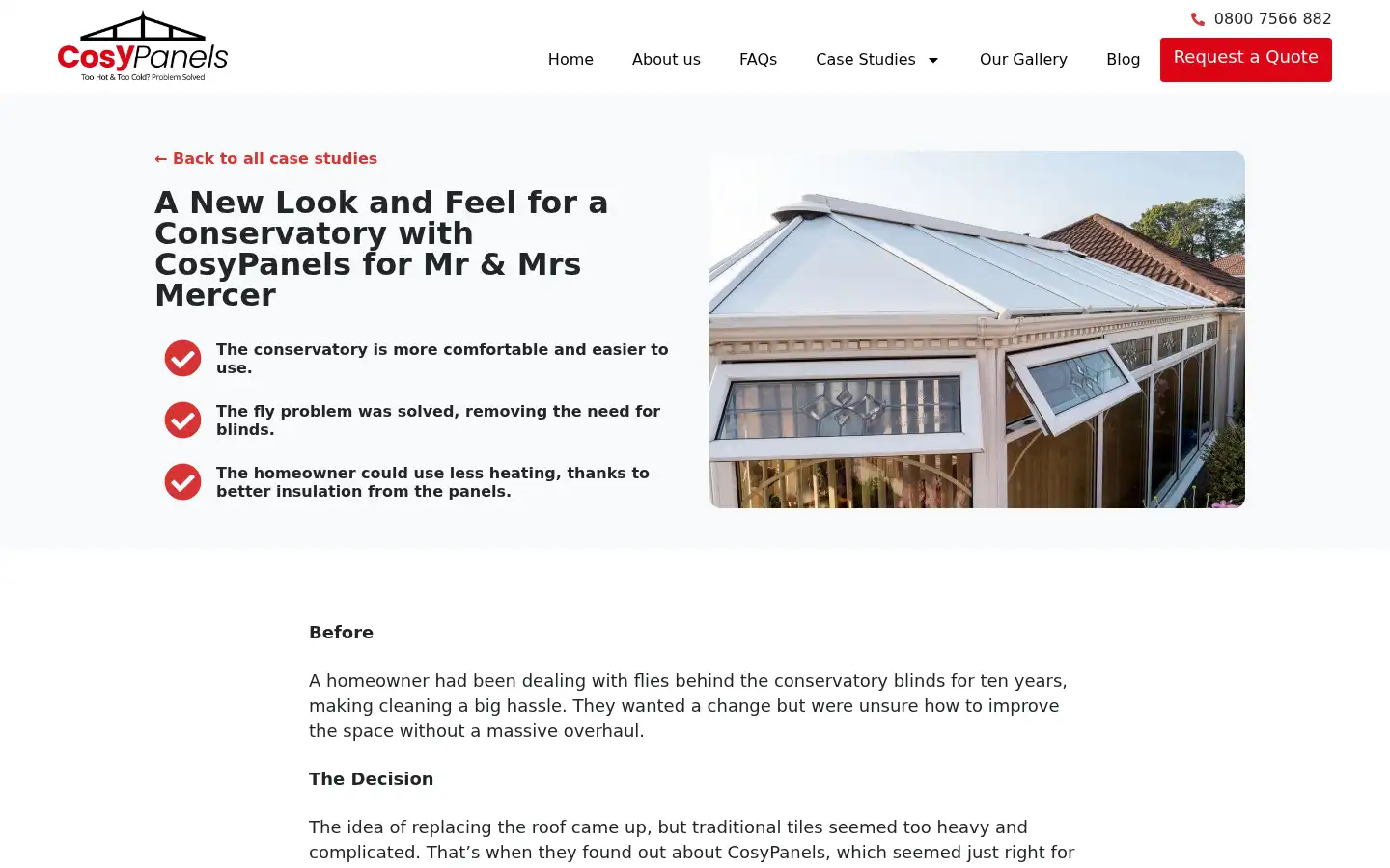 Screenshot of cosypanels.co.uk