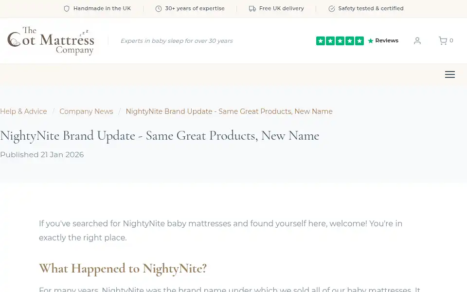 Screenshot of cotmattresscompany.com