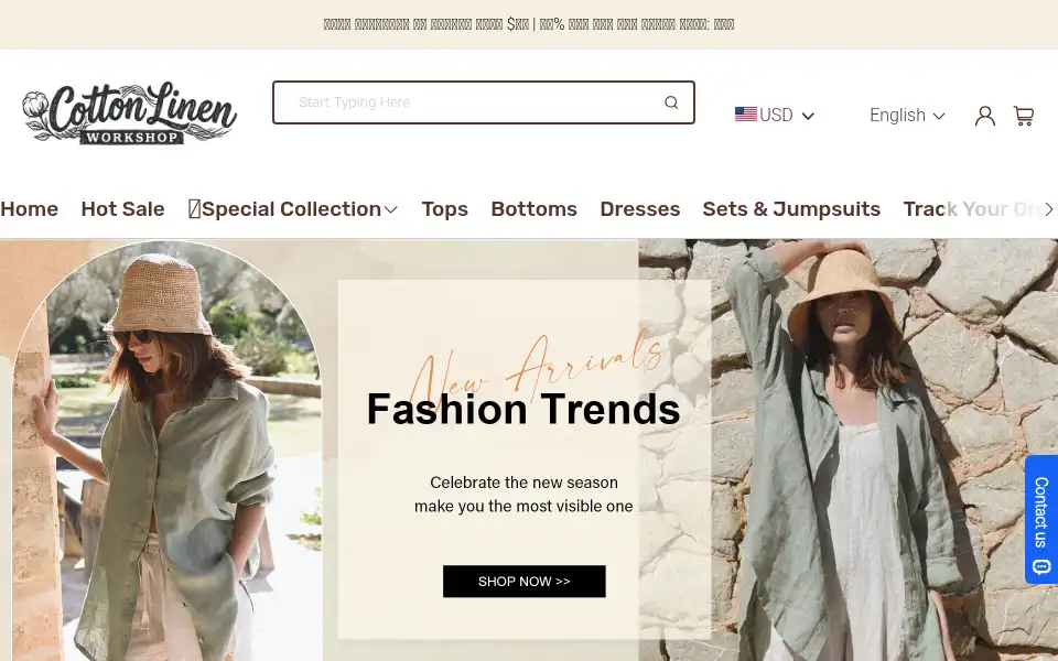 Screenshot of cottonlinenworkshop.com