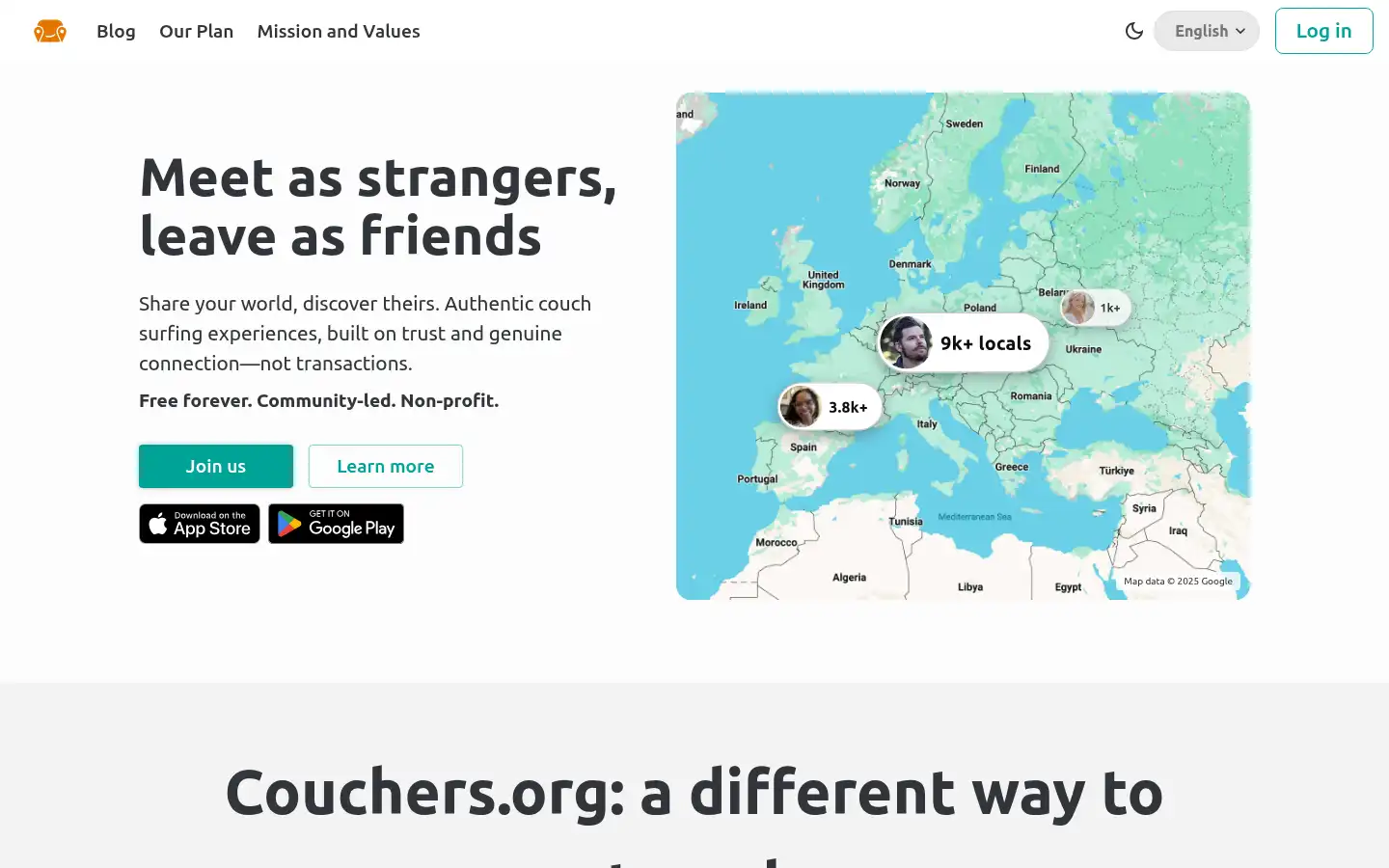 Screenshot of couchers.org